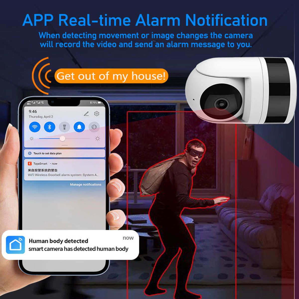 Afbeelding 2 van Smartlife + Tuya. Smart IP camera. Full HD camera. Full HD Smart system camera die in staat is om in Full HD kwaliteit beeld uit te zenden naar bijvoorbeeld je telefoon of tablet.