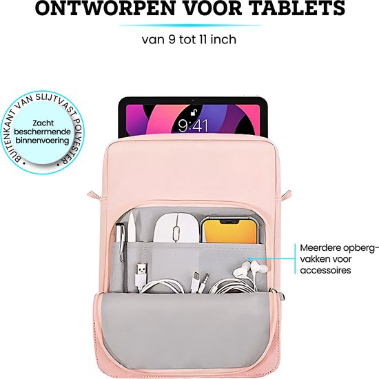 Étui pour tablette Somstyle compatible avec les Tablettes de 9 à 11 pouces - Étui de transport avec bandoulière - Rose