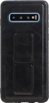 Grip Stand Hardcase Backcover voor Samsung Galaxy S10 - Zwart