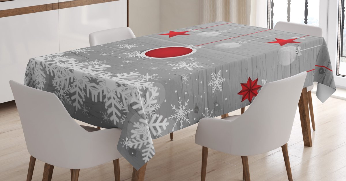 New Bed Kerst Sterren kerstballen, sneeuw Rechthoekig tafelkleed voor eetkamer en keuken, zeer duurzaam 140 cm B x 200 cm L