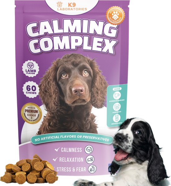K9 Laboratories Kalmte & Balans - Honden Supplement - Anti Stress, Angst, Agressie - Met Valeriaan, L-tryptofaan & Hennepzaadolie - 60 Stuks