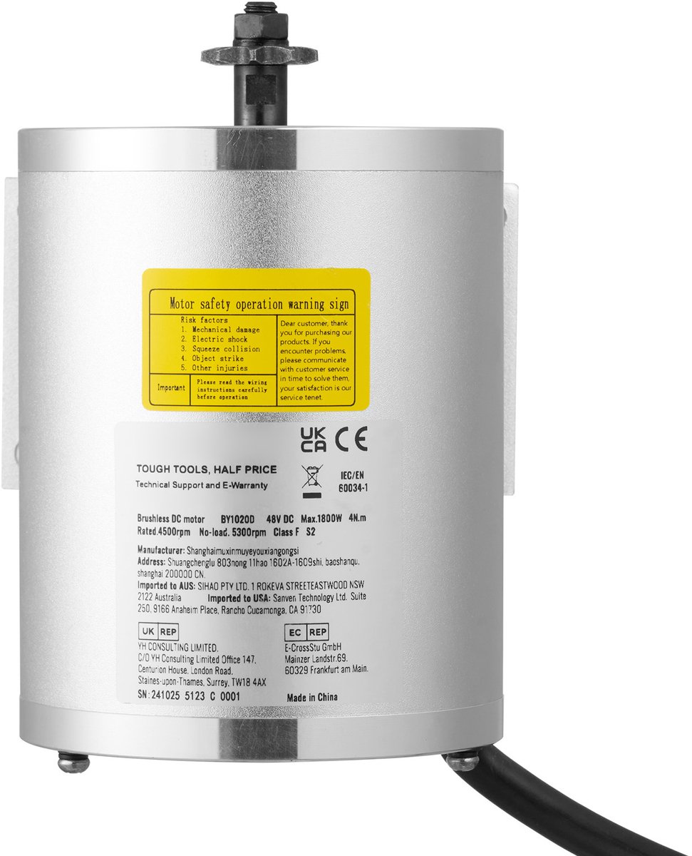 Elektrische Motor Kit, 1800W 48V 4500 T/Min Borsteloze DC Motor - Inclusief Voetpedaal en Snelheidsregelaar - voor Go-Karts, E-Bikes en Motorfietsen