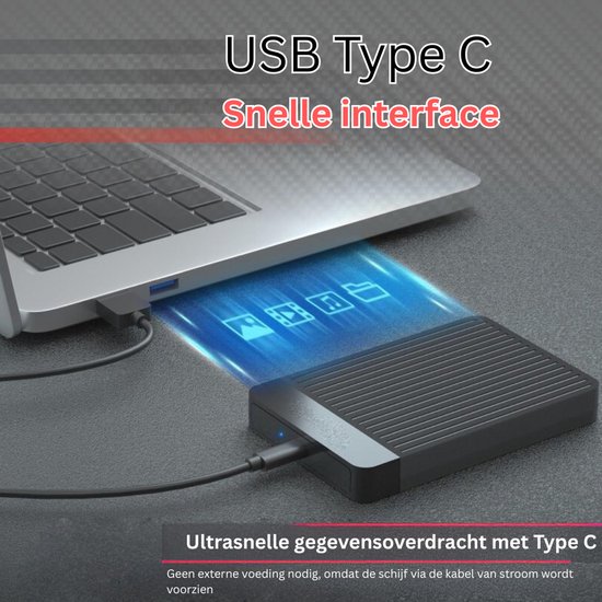 MKSS® Harde Schijf Extern - Draagbare - 1TB Opslag - Zwart van Merkloos — afbeelding 4