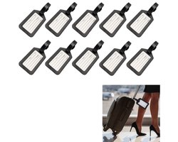 10 stuks - Bagagelabels - Bagagelabels met riempjes - Bagage-ID-labels - Reislabels - Gemakkelijk te identificeren bagage - Zwart - 85*50mm - Geschikt voor elke koffer, reiskoffer