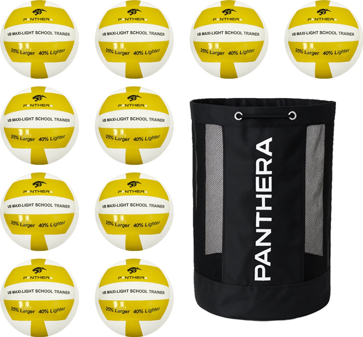 Panthera - Volleybal - VB trainer - Max light - School trainer - Set van 10 - Inclusief ballentas - Volleyballen