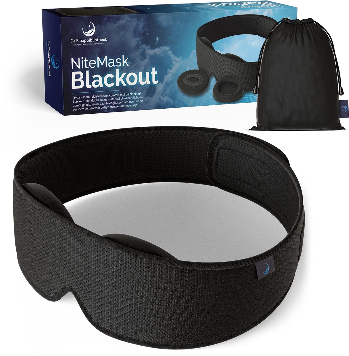 NiteMask Blackout - Ultiem Verduisterend Slaapmasker - Comfortabel & Zacht - Verstelbare oogpads