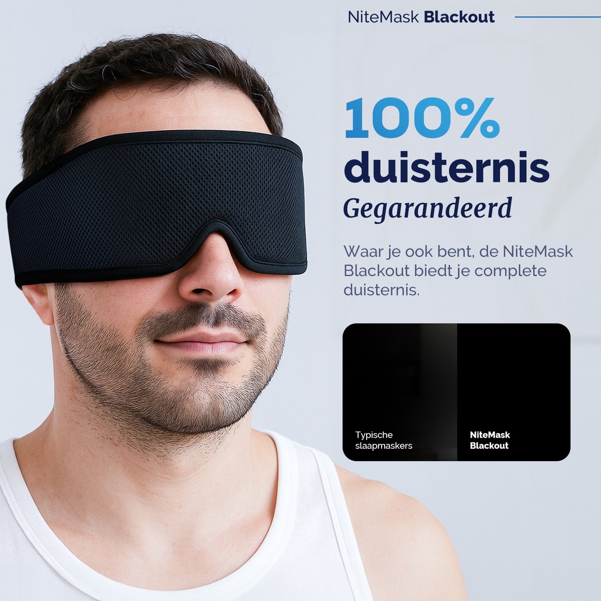 NiteMask Blackout - Ultiem Verduisterend Slaapmasker - Comfortabel & Zacht - Verstelbare oogpads — afbeelding 5
