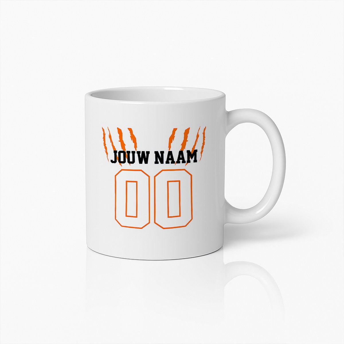Gepersonaliseerde Sportshirt Mok – Keramische Koffiebeker met Eigen Naam & Nummer