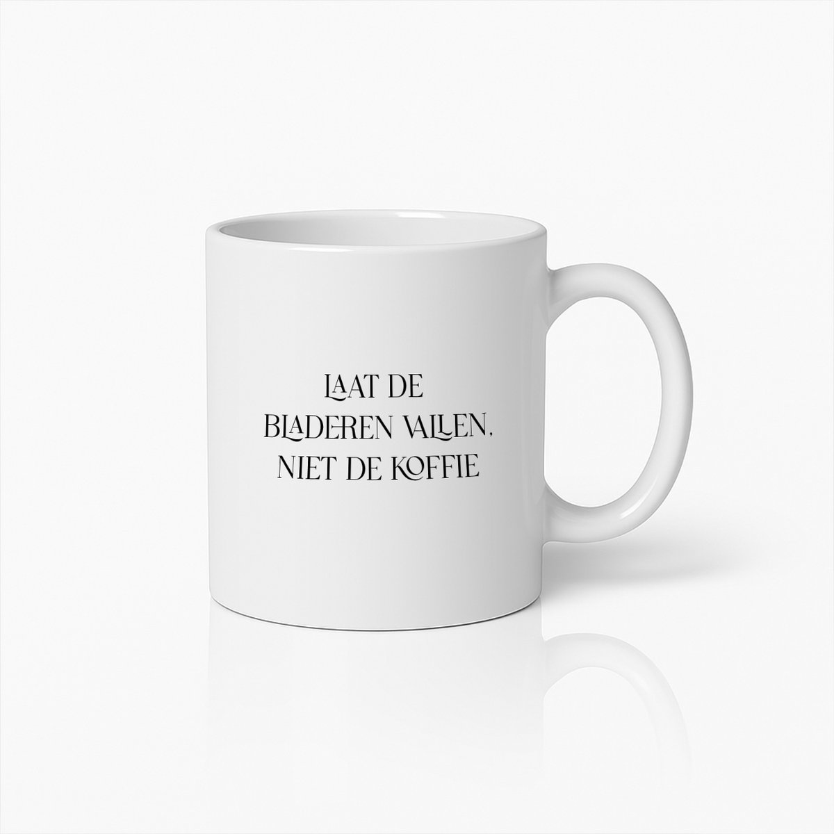 Grappige Herfst Koffiemok – Laat de Bladeren Vallen Niet de Koffie Quote Beker