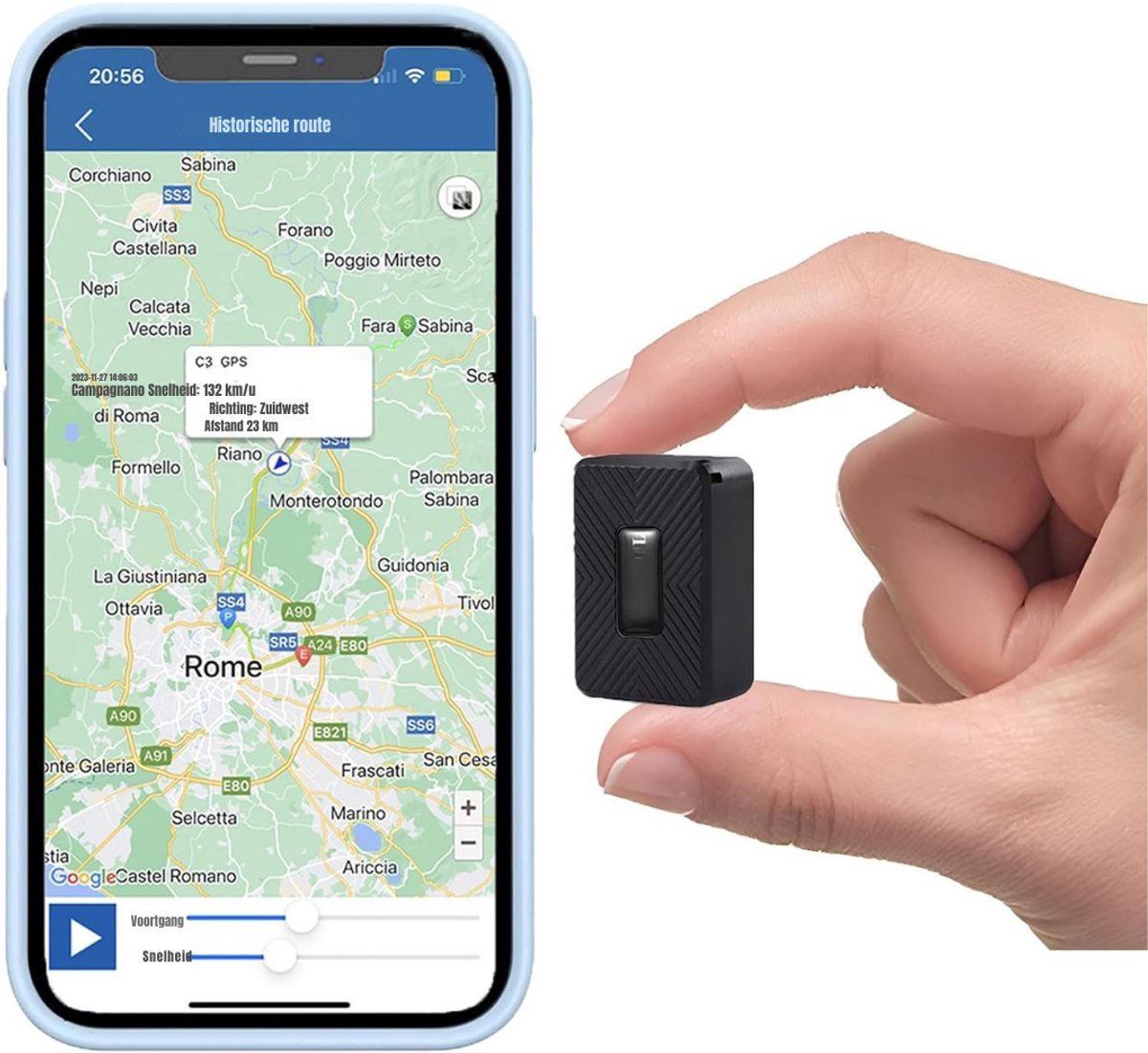 Thuys – Mini GPS Tracker – GPS Tracker Fiets – Bescherming Tegen Diefstal – 6 x 4 x 3cm – Zwart