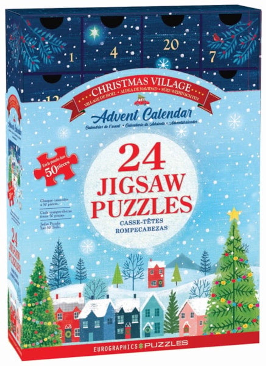 Eurographics - Adventskalender, Kerstdorp [Advent Calendar, Christmas Village] - Joanne Cave - 24×50 stukjes 12,5×12,5cm (b×h) - Adventskalender