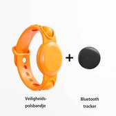 Kinder Bluetooth Tracker Polsband – Inclusief Tracker – Geschikt voor Apple Zoek mijn iPhone App – Veiligheidsarmband voor Kinderen 2-8 Jaar – Ideaal voor Vakantie & Uitjes – Oranje