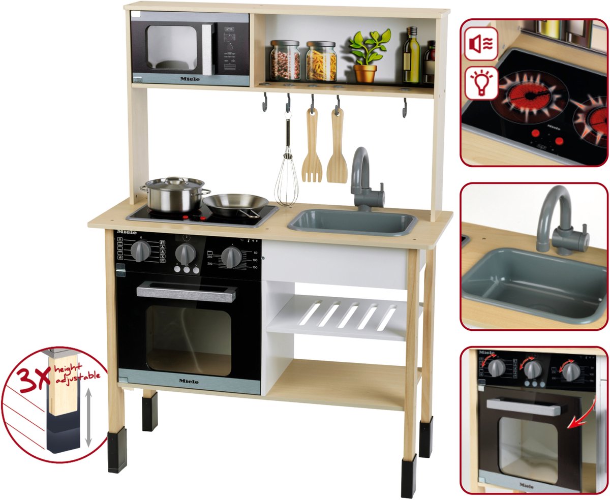 Klein Toys - Miele Houten speelgoedkeuken - 70x30x91 cm - incl. licht en geluidseffecten - hout — afbeelding 4