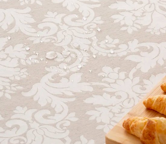 Nappe antitache - Nappe en coton élégante, classique et pratique, nappe jacquard lierre français 140 x 140 beige