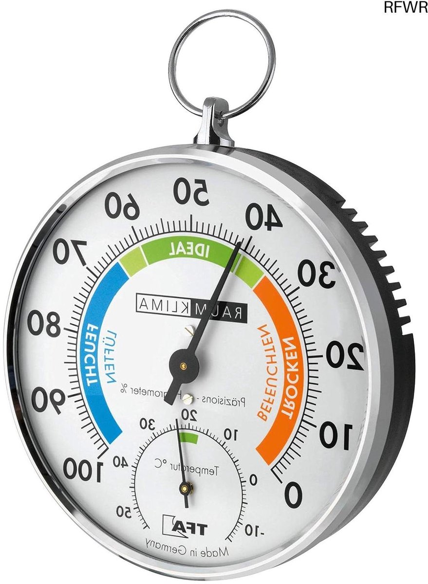 RFWR® Thermo-hygrometer voor binnenklimaatregulatie - Analoog met comfortzones