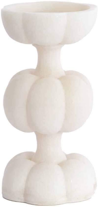 Chandelier blanc superposé avec des éléments en forme de citrouille, en marbre.