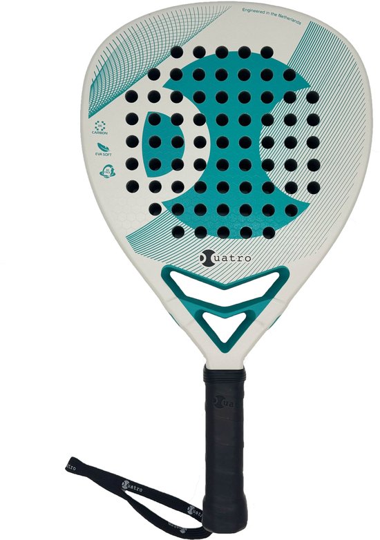 Cuatro Padel - Triumph - Padelracket - Gemiddeld niveau - 3K carbon - Diamantvorm - 3D/Ruwe oppervlaktestructuur