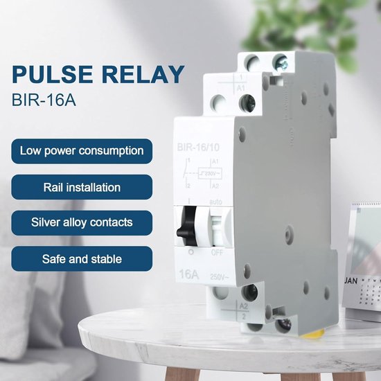 DEWIN elektronisch pulsrelais, 16A AC230V DC110V dubbel spanningsimpulsrelais elektronisch pulscontrolerelais autocontrolerelais 1NO
