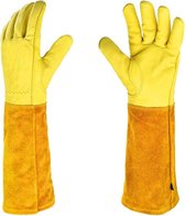 1 paar - Tuinhandschoenen - M - 41 cm - Tuinhandschoenen voor dames/heren - Doornbestendig - Tuinhandschoenen met lange leren - Zware handschoen - Geschikt voor Rozen/Bramen Snoei - Geel