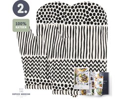 Keukenhandschoen van Sophie Nordinn® - Handschoen Lund (Artistiek Zwart) - Universele wanten 2 stuks - Katoen
