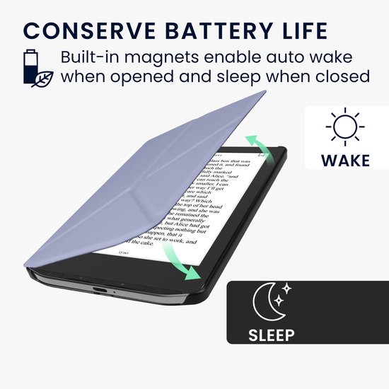 kwmobile e-reader hoesje geschikt voor Pocketbook Verse / Verse Lite / Verse Pro / Color / Vivlio Light/Light HD hoes - Ereader flip case met standaard - E reader cover van kunstleer - In lavendel van Merkloos — afbeelding 4