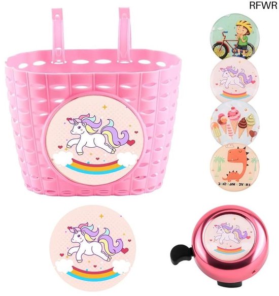 Flintronic kinderfietsmand, handgeweven fietsmand, fietsmand, rieten mand, meisje, rotan mand, voor scooter, driewieler, wandelwagen met fietsaccessoires, eenvoudig te installeren, afneembaar, wit