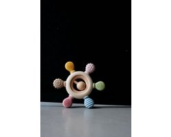 The Baby Supply Bijtring - Tandjes Verlichten en Fijne Motoriek Stimuleren - Hout en Siliconen - Baby Teether voor Tandpijn Relief en Ontwikkeling