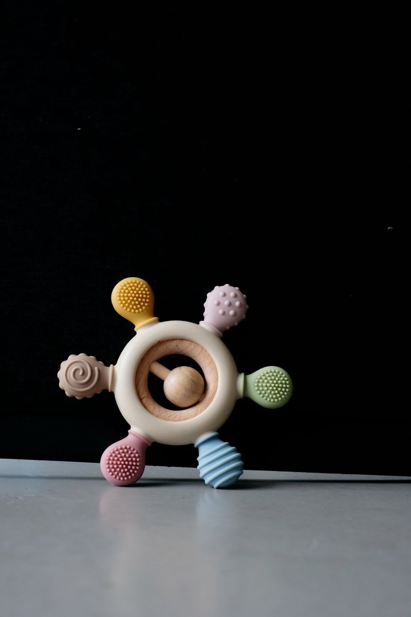 The Baby Supply Bijtring - Tandjes Verlichten en Fijne Motoriek Stimuleren - Hout en Siliconen - Baby Teether voor Tandpijn Relief en Ontwikkeling