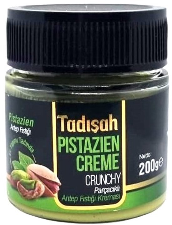 Abdurrahman Tatlıcı Tadısah Pistachecrème Pistache Pasta ( geen reuzel of additieven geen transvet ) - Tadısah Antep Fıstık Kreması (domuz yağı, katkı maddesi ve trans yağ içermez) - Tadısah Pistachio Cream (no lard or additives no trans fat) 200 gr