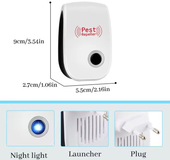 Répulsif à Ultrasons Anti Nuisibles - 4 Appareils, Plug-in - Contre Souris, Moustiques, Cafards, Araignées - 11