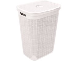 Wasmand 'Hessian' met deksel - 60 Liter - Box - Crème - Ventilatie