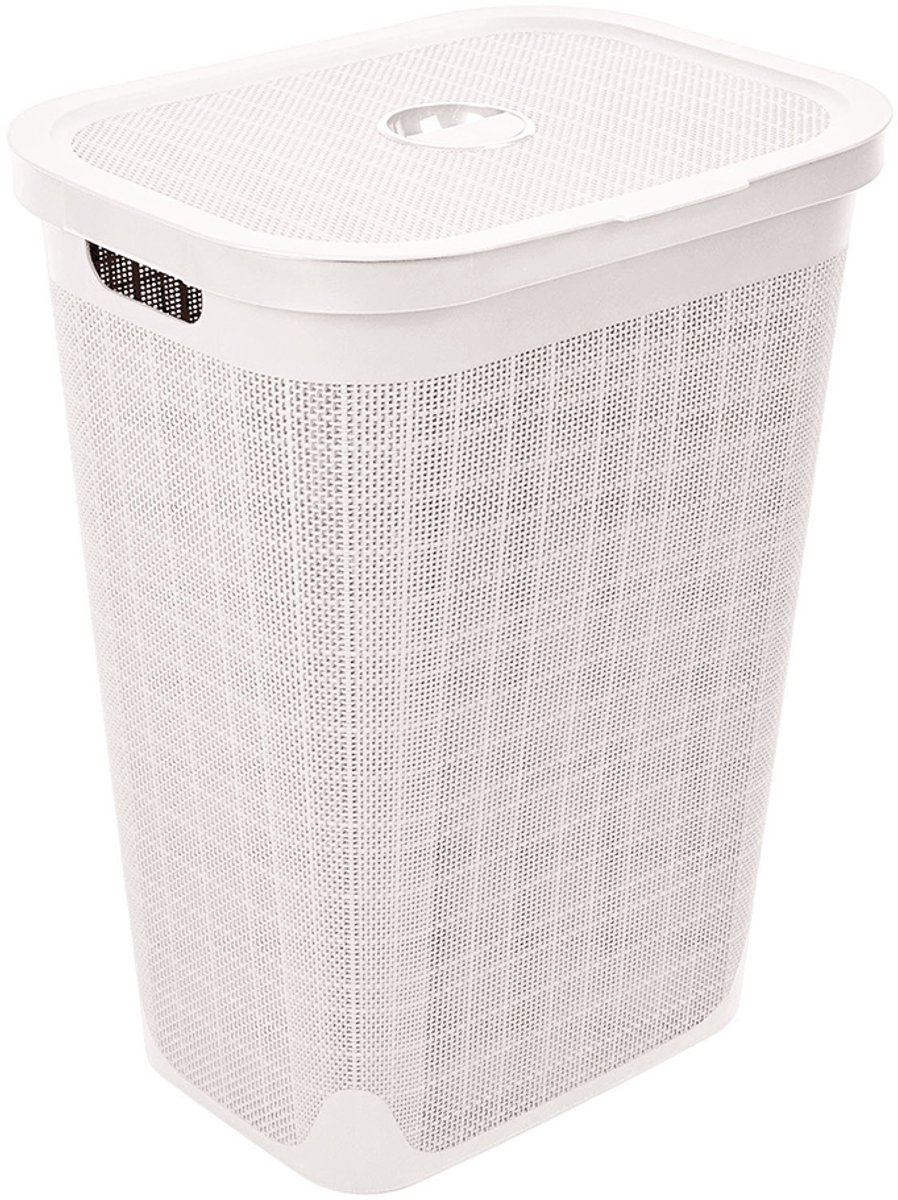 Wasmand 'Hessian' - 60 Liter - Wasbox met deksel - Crème