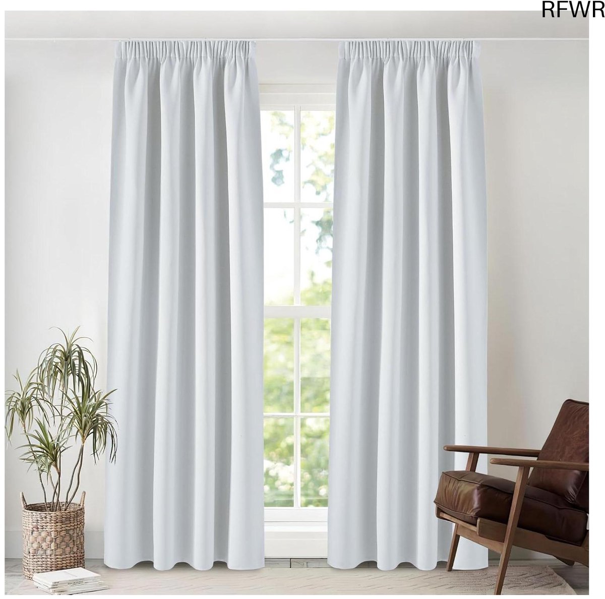 RFWR® Verduisterende Gordijnen voor Woonkamer en Slaapkamer - Thermische Isolatie, 140x245 cm, 2 Panelen, Grijswit