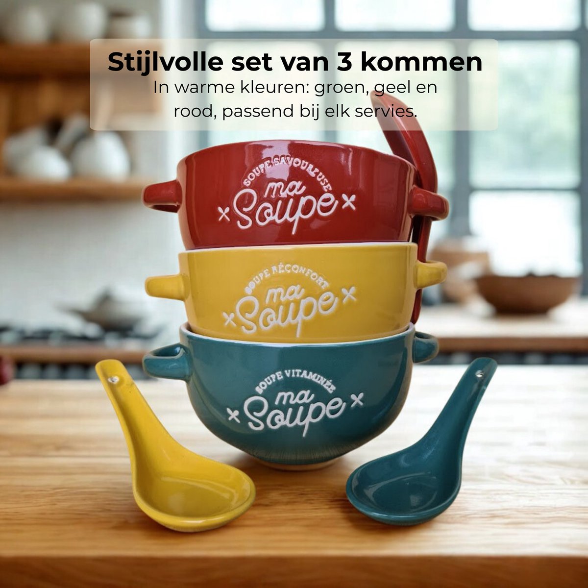 Home à Soupe 6 Pièces En Céramique Colorée - à Dessert 360 Ml Pour Muesli