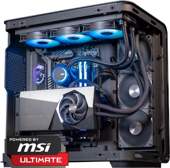 FlowUp x Powered By MSI - De Veel te Ziek Gaming PC - Don Kaaklijn - AMD Ryzen 7 9800X3D - NVIDIA RTX 5090 Suprim Liquid X - 64 GB DDR5 RAM - 2TB - Waterkoeling
