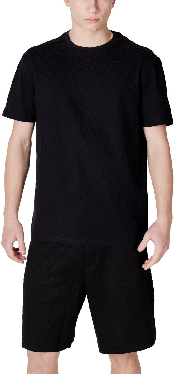 Geometric Pattern TShirt Shorts Set - Black Shirts