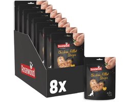 Rosewood Chicken Fillet Strips Small - Hondensnack voor Kleine Honden - 97% Kip - Eiwitrijk & Vetarm - Zonder Kunstmatige Toevoegingen - 8 zakjes à 150g