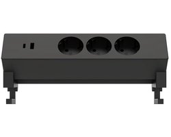 Stekkerdoos euroseats opbouw 3voudig usb a+c zwart