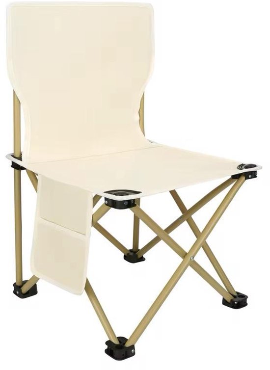 Beige Opvouwbare Campingstoel - LET OP AFMETINGEN: 36x36x58 cm(KINDEREN) - Lichtgewicht & Inklapbaar - Outdoor Stoel met Oxford Zitting - Strandstoel - Beschikbaar in Meerdere Maten & Kleuren — afbeelding 4