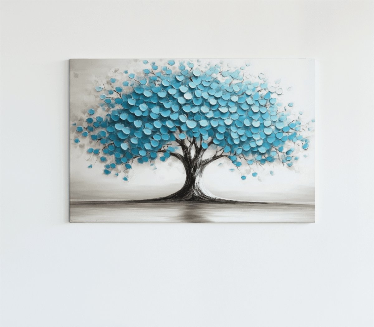 Trendex Global Canvas Schilderij – Boom met Blauwe Bladeren – Abstracte Natuurkunst – 120x80x2 cm