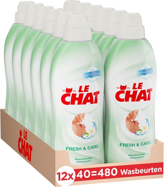 Le Chat - Assouplissant - Fresh & Care - Lessive liquide - Pack économique - 12 x 36 lavages