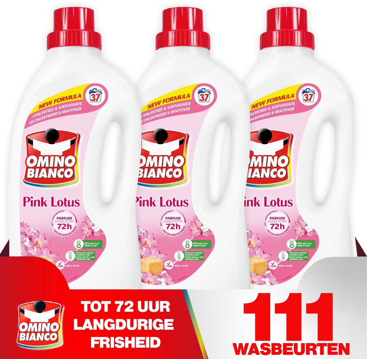 Goedkoopste Omino Bianco Pink Lotus - Wasmiddel - 3 x 1480ml - Geconcentreerd - Langdurige Frisheid - 111 Wasbeurten