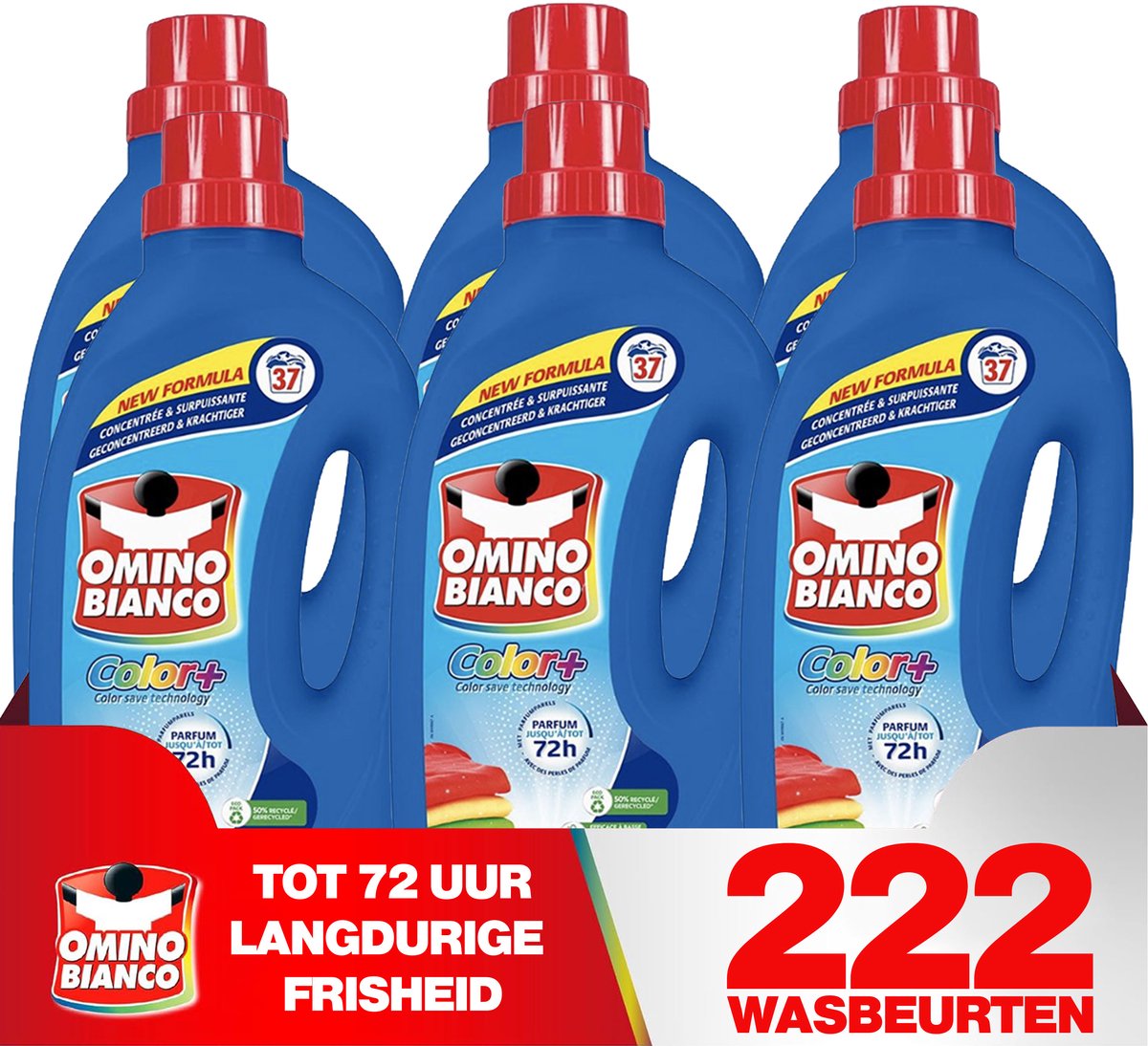 Goedkoopste Omino Bianco Color - Vloeibaar wasmiddel - Voor gekleurde was - 6 x 1.48 L - Geconcentreerd