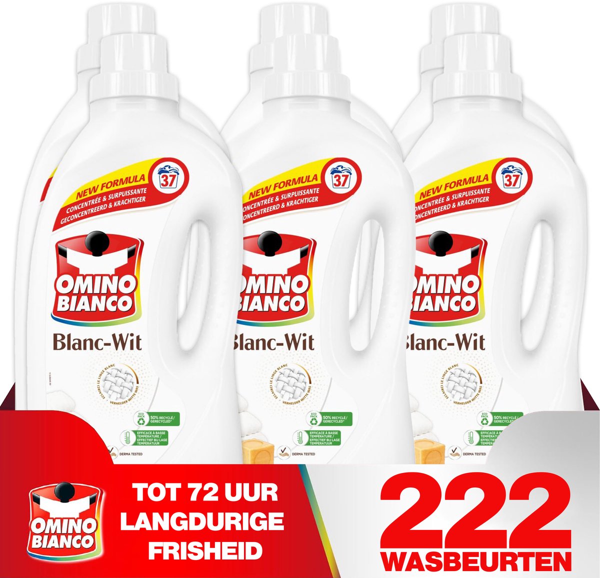 Goedkoopste Omino Bianco Blanc - Wasmiddel - 6 x 1480ml - Geconcentreerd - Voor Witte Was - 222 Wasbeurten