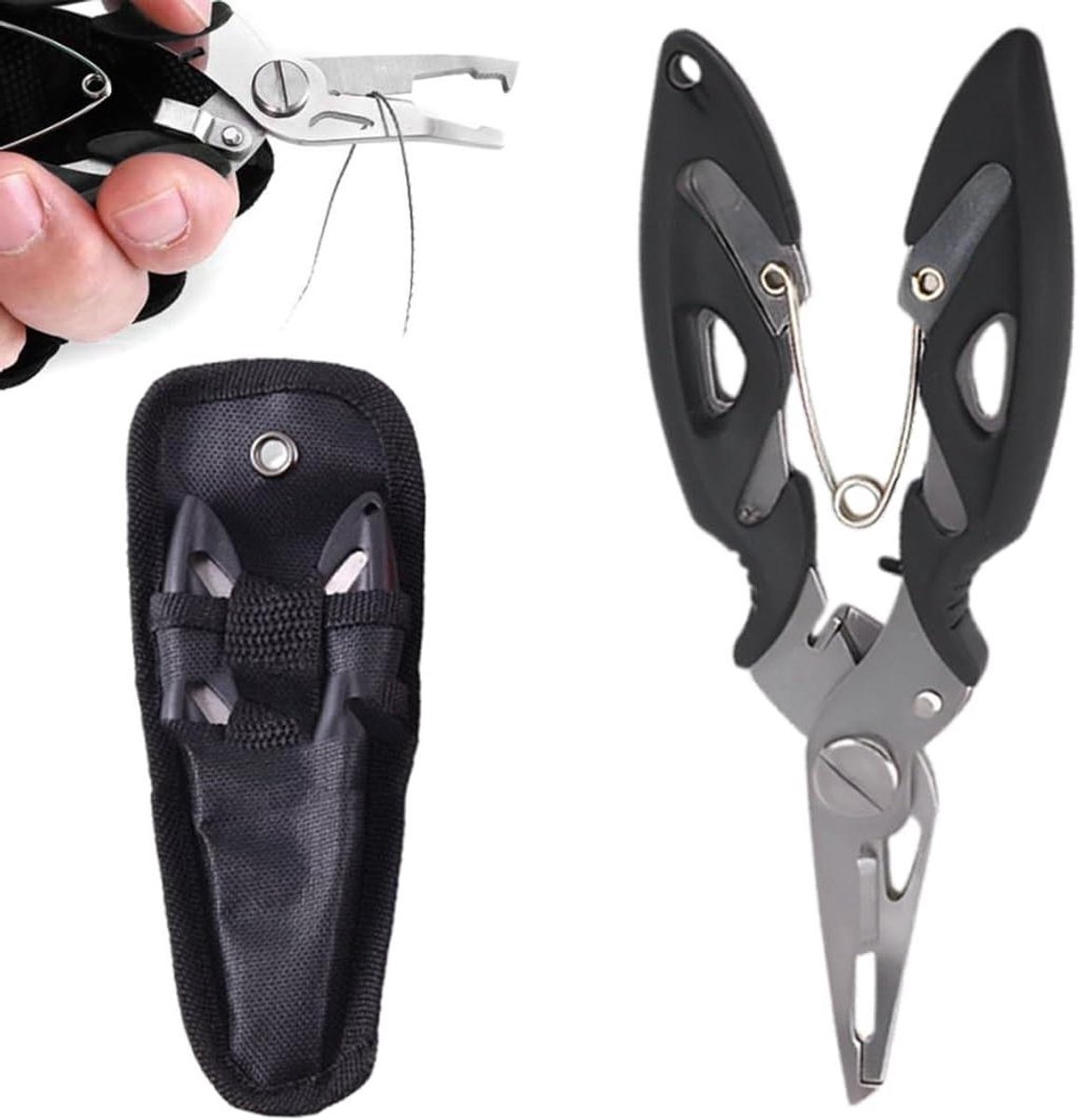 Allecto Plus - Robuuste en roestvrije vistentang voor vissen en varen, inclusief nylon tas