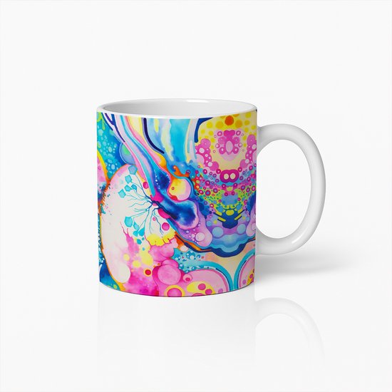 Tasse à café colorée et abstraite – Tasse à thé en céramique vibrante et artistique pour la maison et le bureau