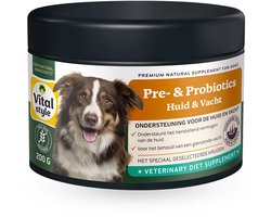 VITALstyle Pre- & Probiotics Huid & Vacht - Honden Supplementen - Huid & Vacht In Balans - Met Prebiotica & Probiotica - Poeder - 200 g