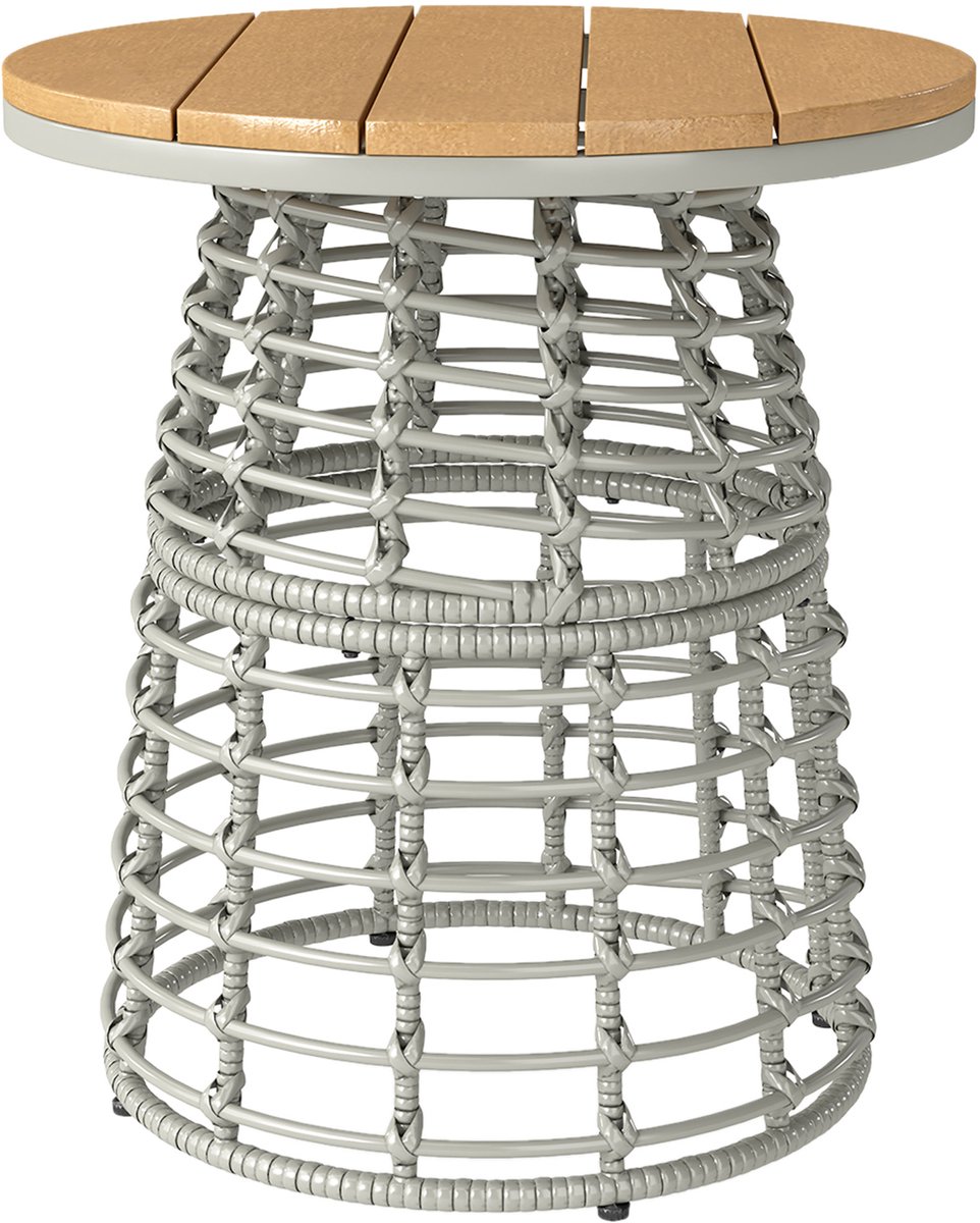 Outsunny-Rotan bijzettafel-Rotan-achtig geweven hars-45x45x50cm-Grijs