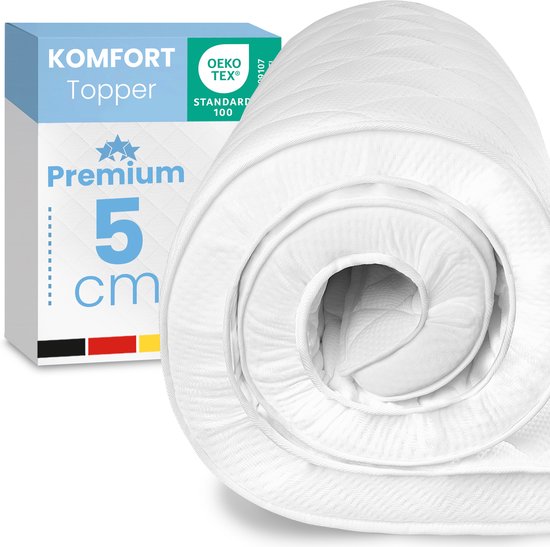 ELONEO Comfortschuim Matras Topper 120x200 cm - 6 cm Dik, Ademende Toppermatras voor Traditionele en Boxspring Bedden