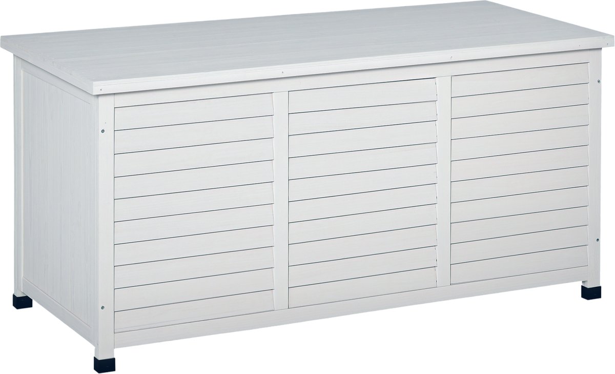 Outsunny-Buitenopslagbox-Sparrenhout-127x56x60cm-Wit